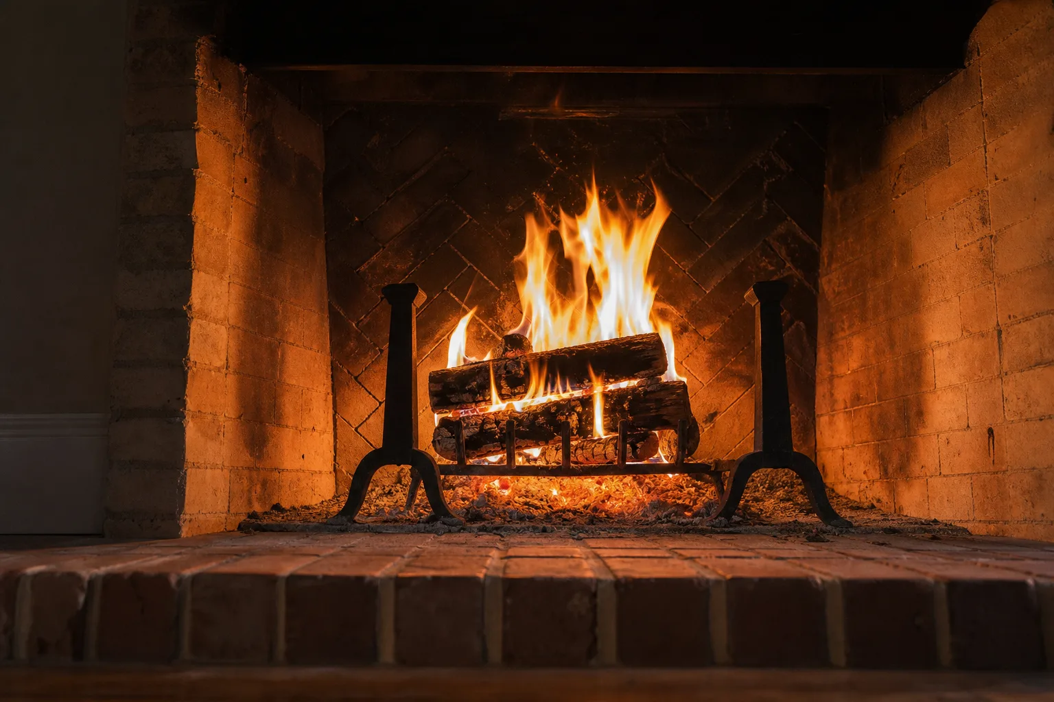 Can you burn pine in a fireplace: open masonry firebox with firebrick lining and an open damper burning hot