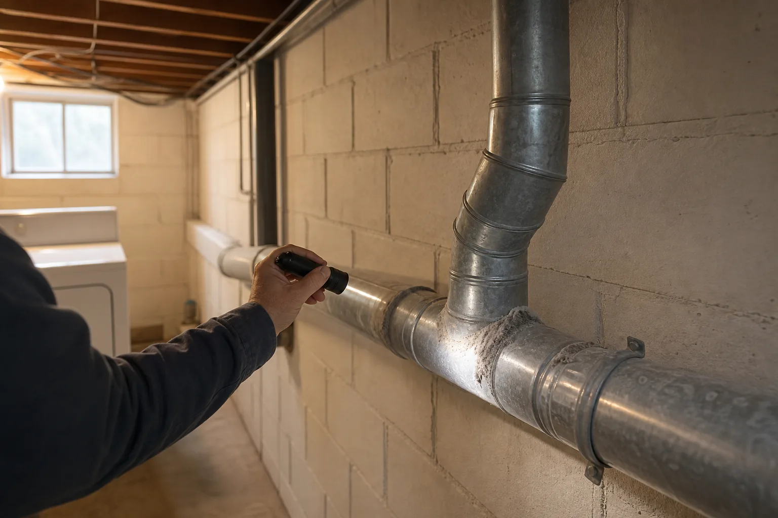 Dryer vent cleaning needs increase along a long duct with several elbows