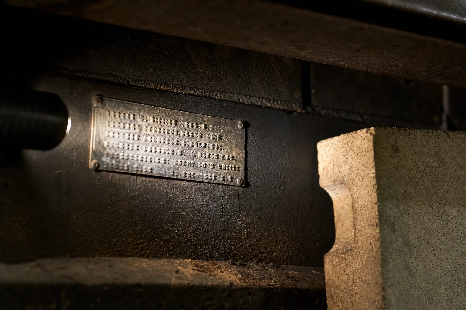 Fireplace refractory panels next to the firebox data plate that carries the model number