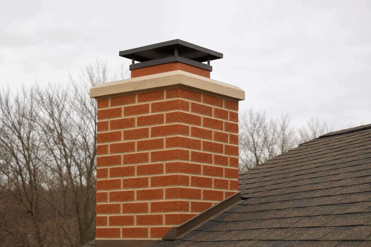 northeastern masonry & chimney stack after repointing and a recast crown