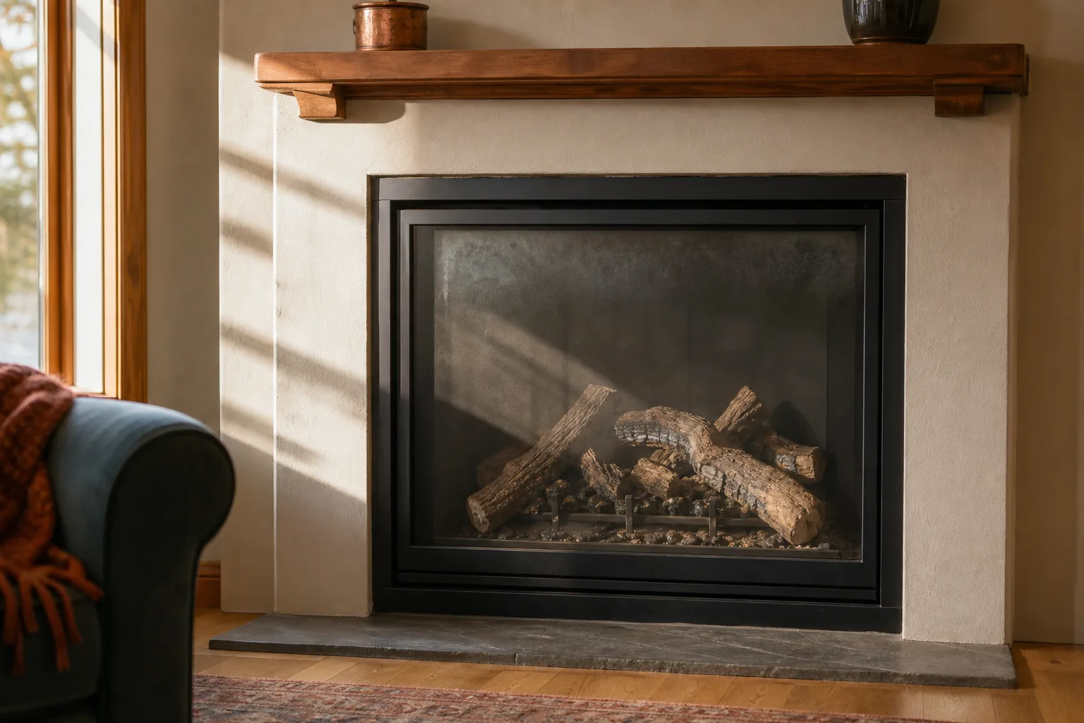 Do gas fireplaces have a flue - the fixed sealed glass front of a direct vent gas fireplace