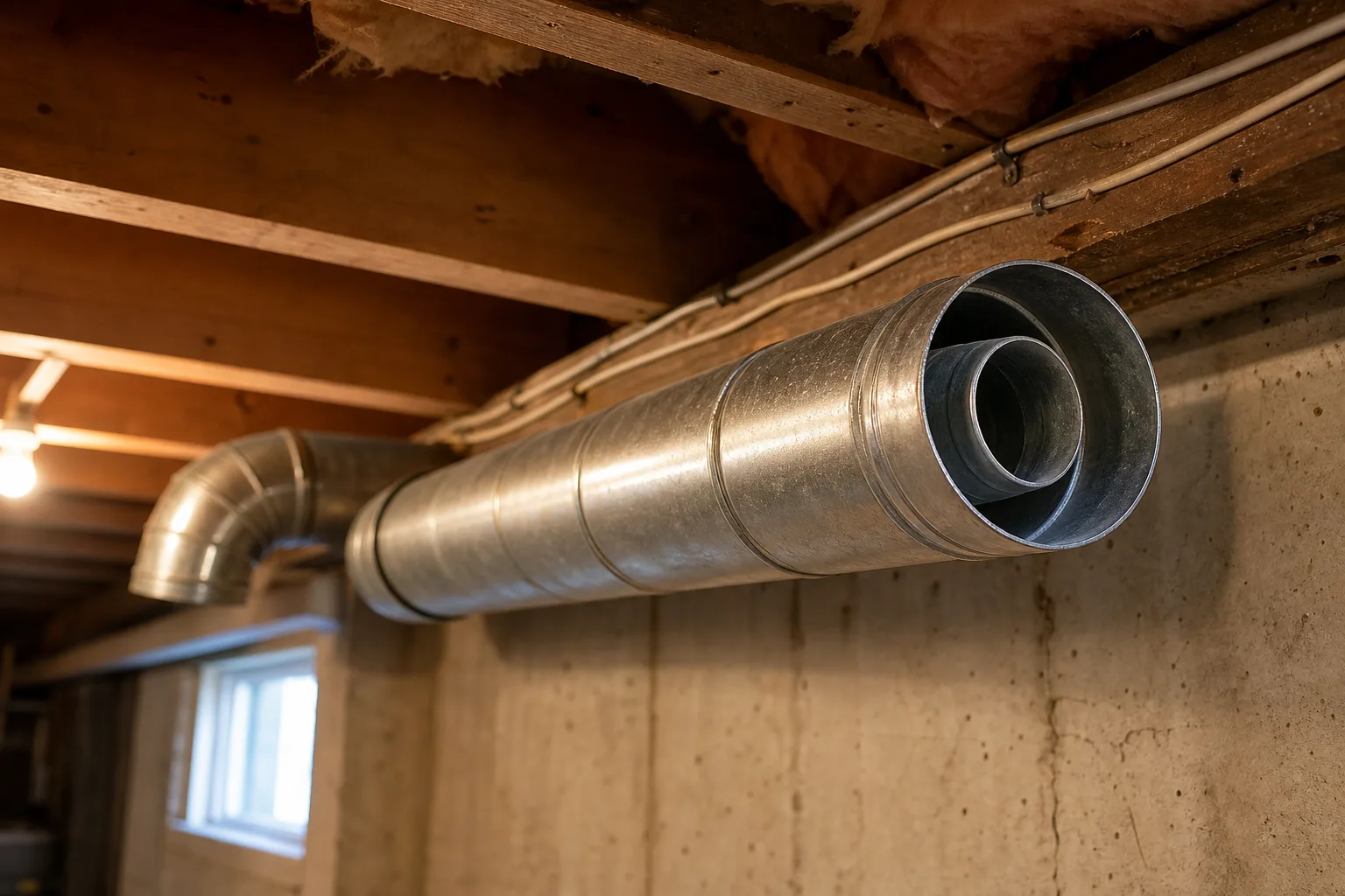 Do gas fireplaces have a flue - coaxial direct vent pipe running between basement joists