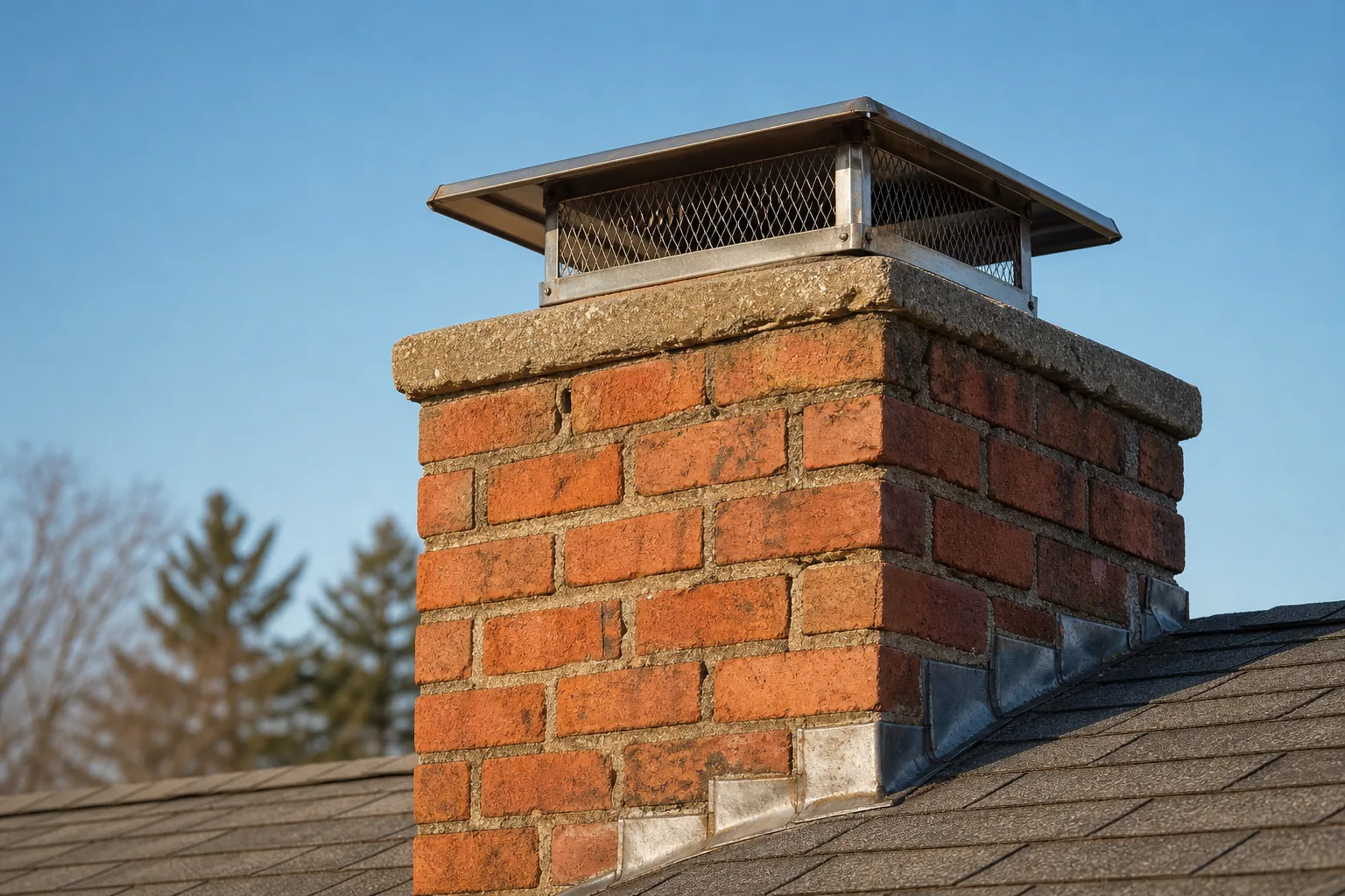 Fireplace sweepers near me check the chimney crown, cap, and flashing for the water damage that shows up indoors later