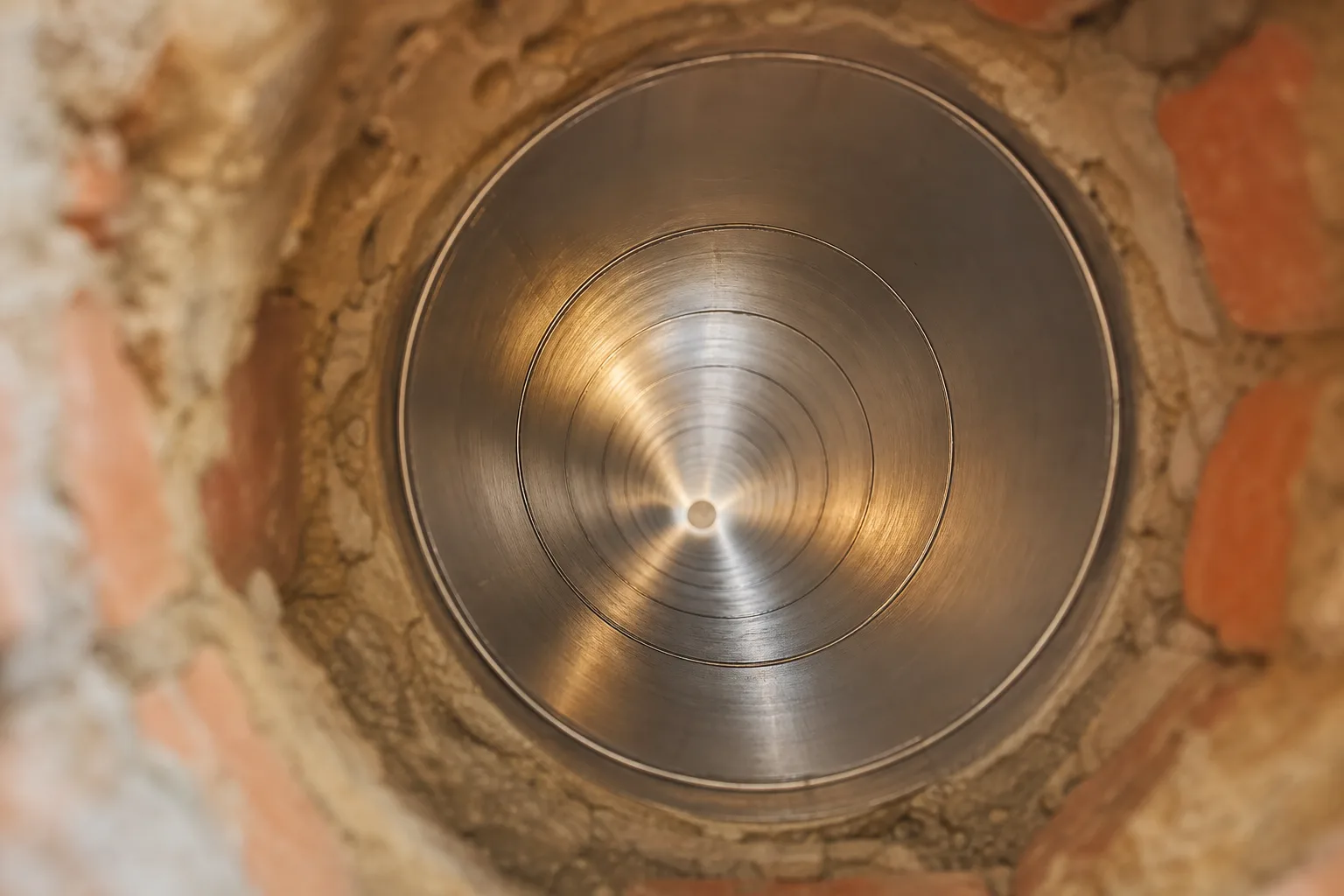 Chimney liner installation after condition: the same flue interior fitted with a smooth, sound stainless steel liner