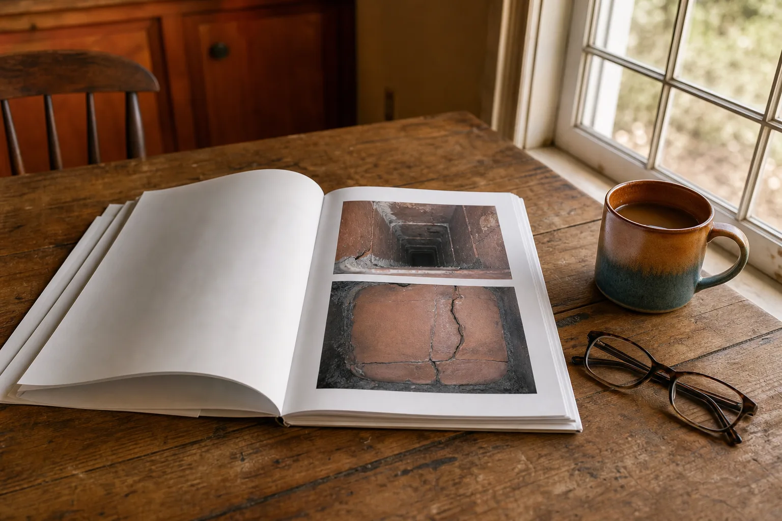 chimney inspection ct: a written inspection report open on a kitchen table with flue photos