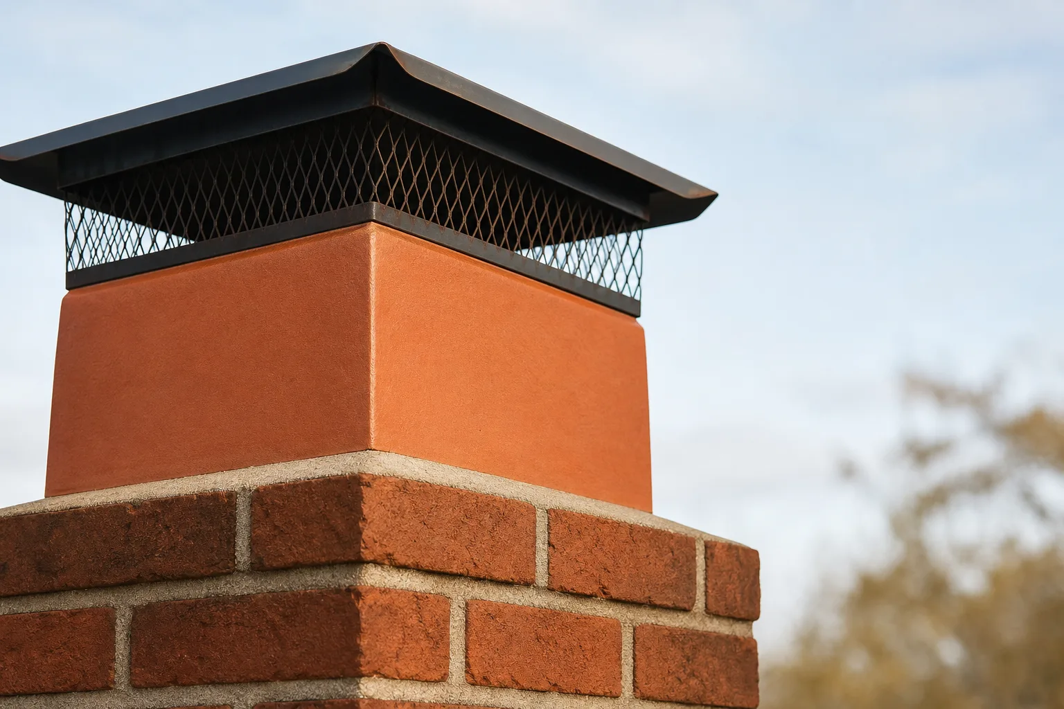 Chimney flue repair result: the same flue tile with an intact face and a sound mortar joint