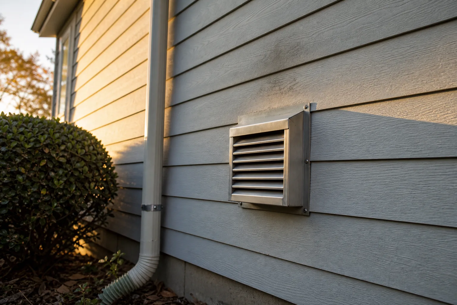 Zero clearance gas fireplace direct vent termination cap with louvers mounted on fiber-cement siding