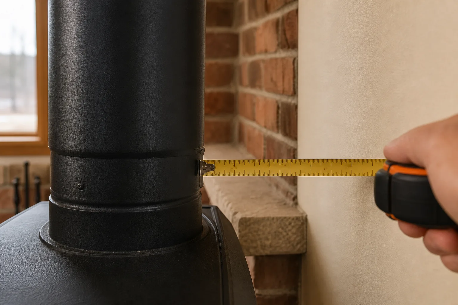 double wall chimney pipe clearance being measured from the outer pipe surface to a drywall wall