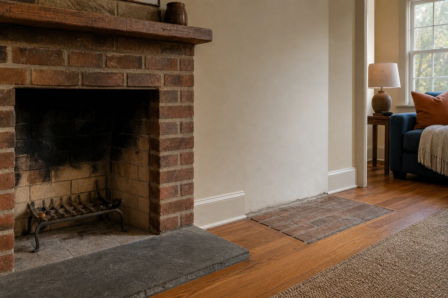 Wood fireplace inserts replace open masonry fireboxes like this unused brick fireplace