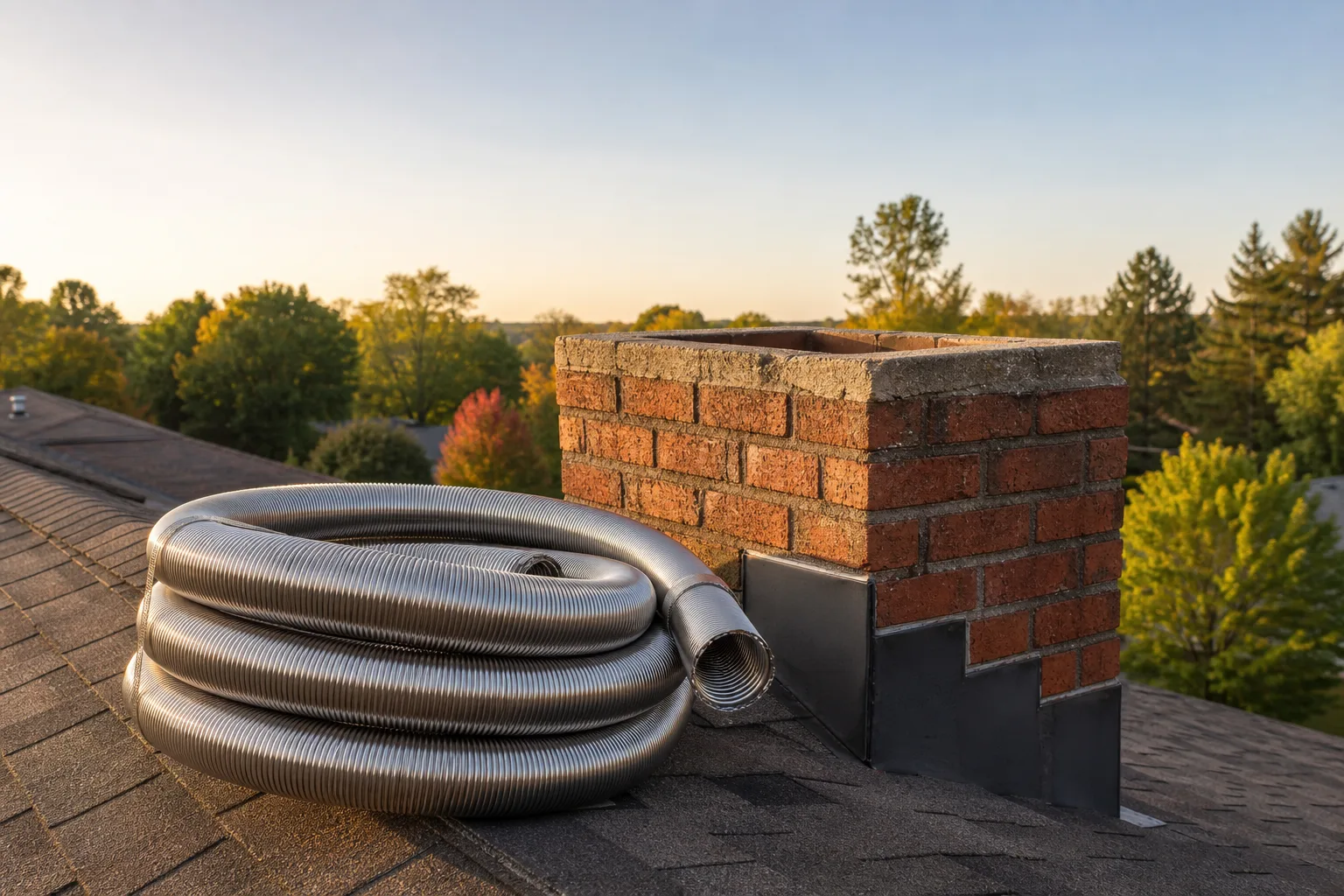 Wood fireplace inserts vent through a stainless steel liner run to the top of the chimney