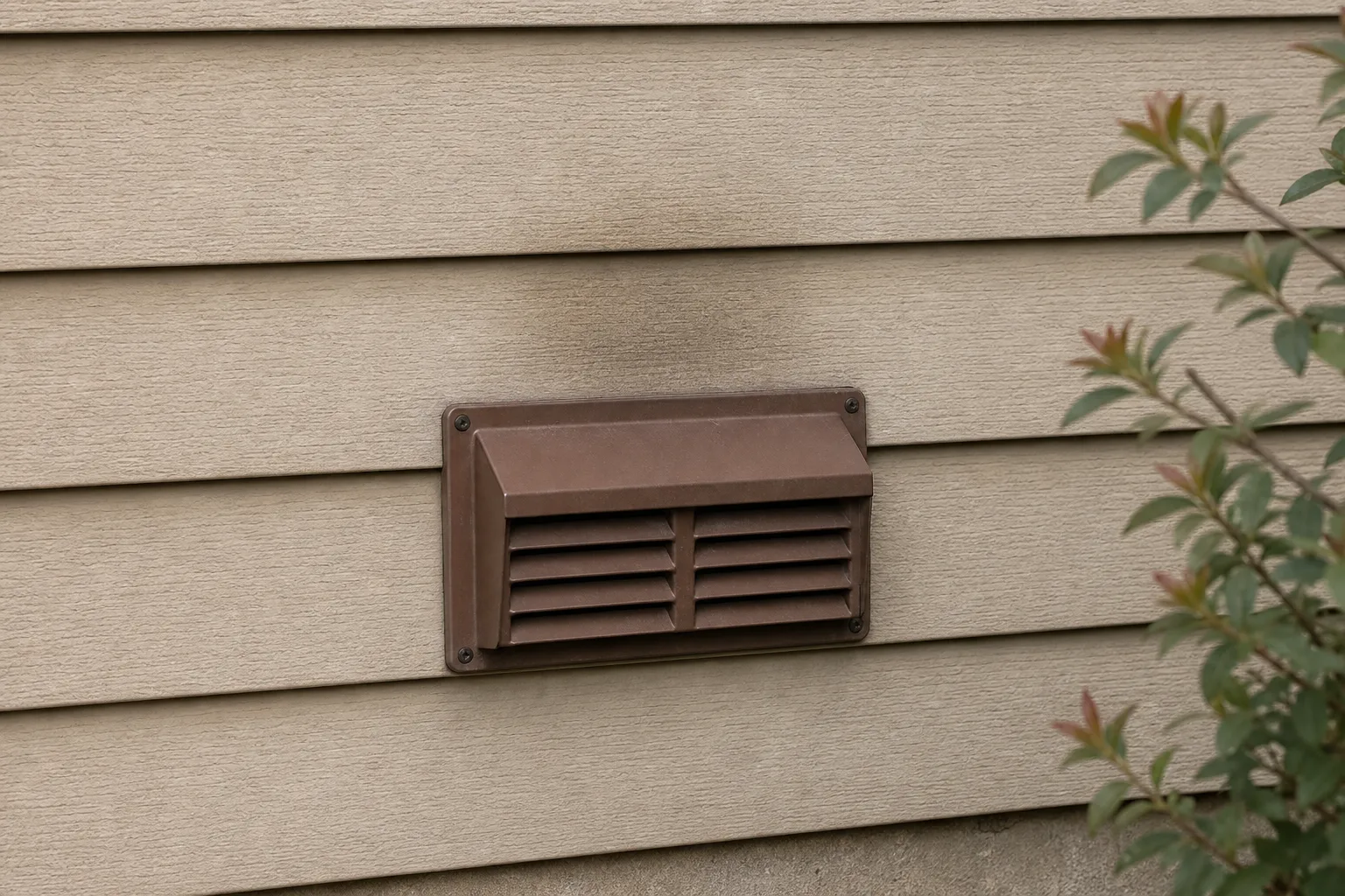 Do gas fireplaces need a chimney: close-up of a weathered direct vent termination cap on siding