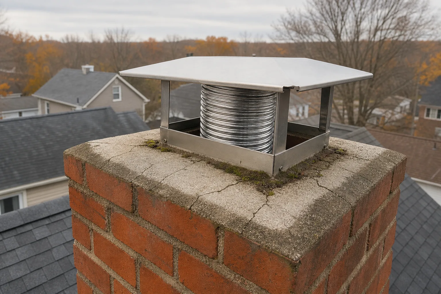 Do gas fireplaces need a chimney: stainless flex liner in a converted brick chimney flue
