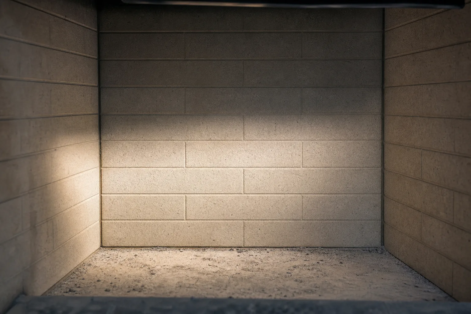 prefab fireplace refractory panels in sound condition showing the repeating cast brick pattern