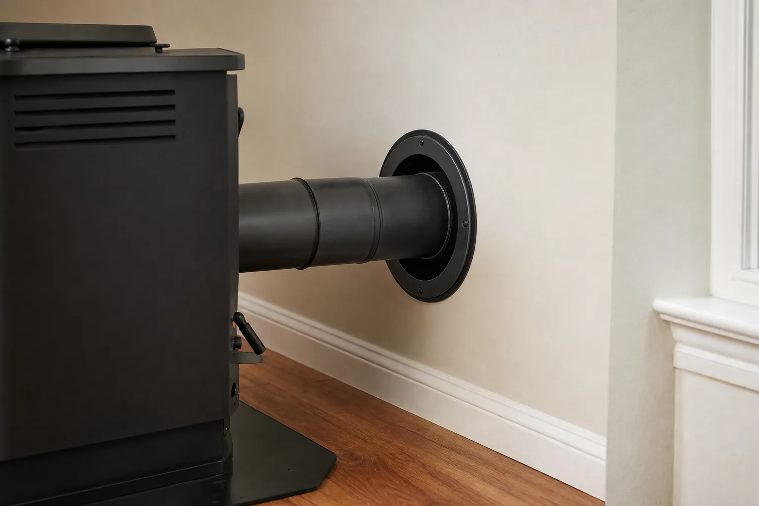 Do pellet stoves need a chimney: clearance air space around a pellet vent pipe at a wall penetration