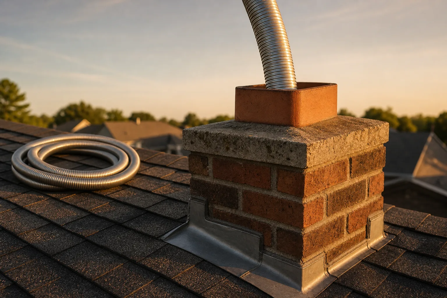 Fireplace remodel cost for a gas conversion includes a stainless steel liner fed down the chimney flue