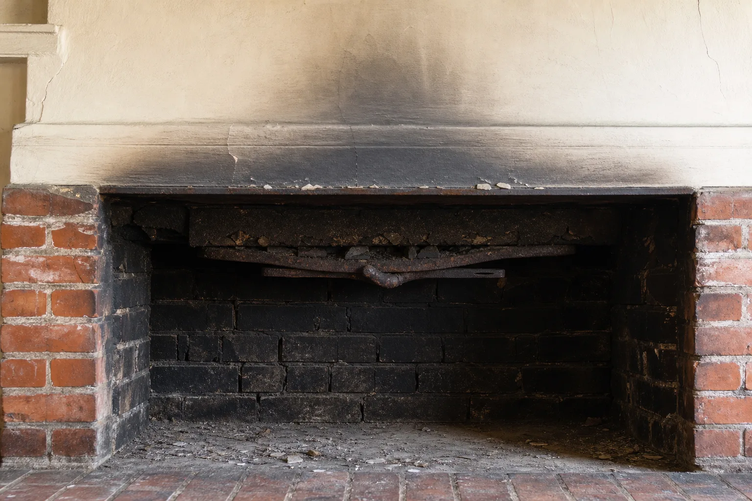 Chimney doctors trace smoke staining and a rusted damper back to a draft problem