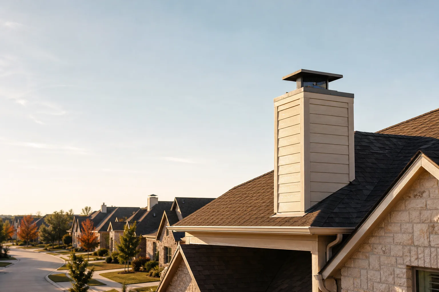 Chimney sweep in Fort Worth, TX — rooftop chimneys across the city Chimney sweep in Fort Worth, TX — rooftop chimneys across the city