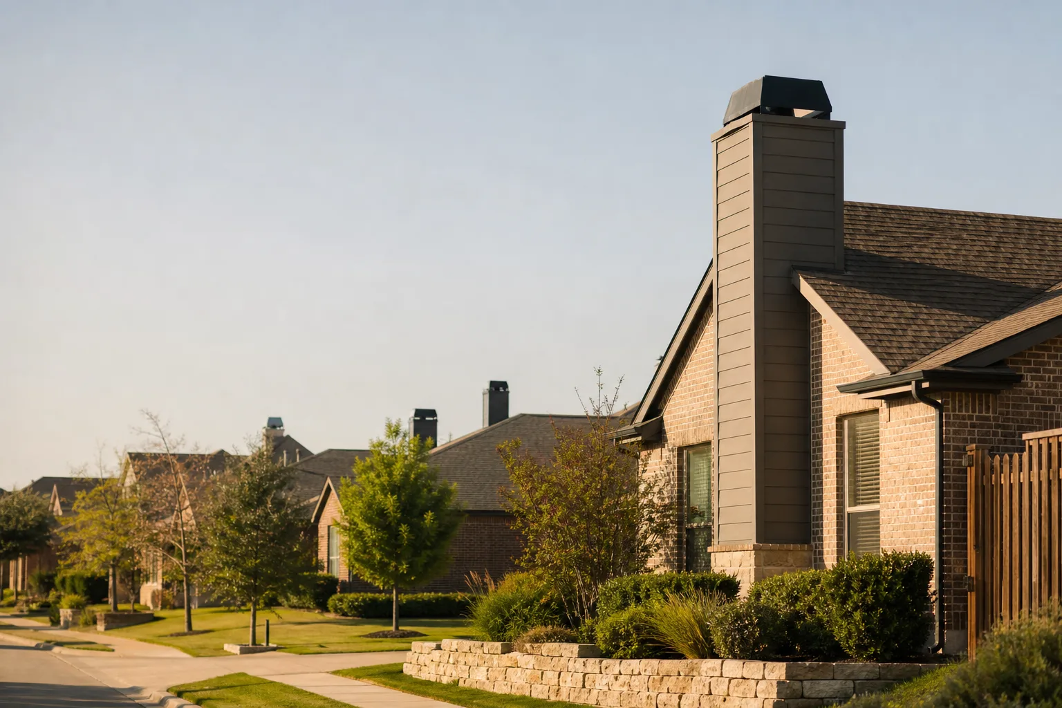 Chimney sweep in Plano, TX — rooftop chimneys across the city Chimney sweep in Plano, TX — rooftop chimneys across the city