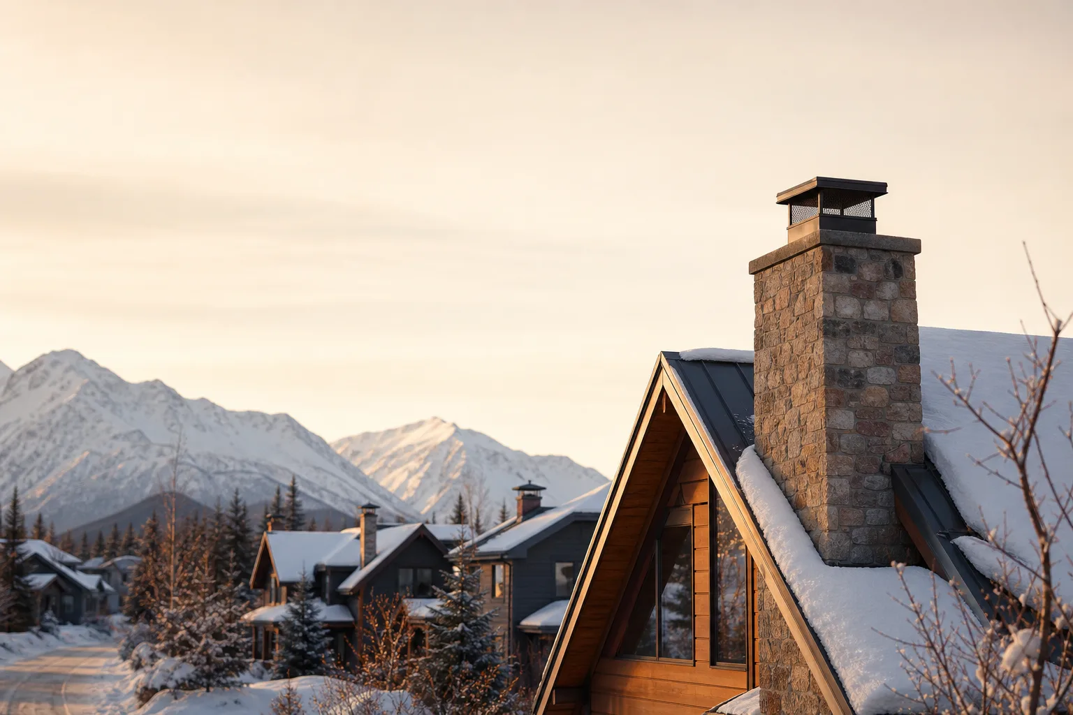 Chimney sweep in Alaska — homes with rooftop chimneys Chimney sweep in Alaska — homes with rooftop chimneys