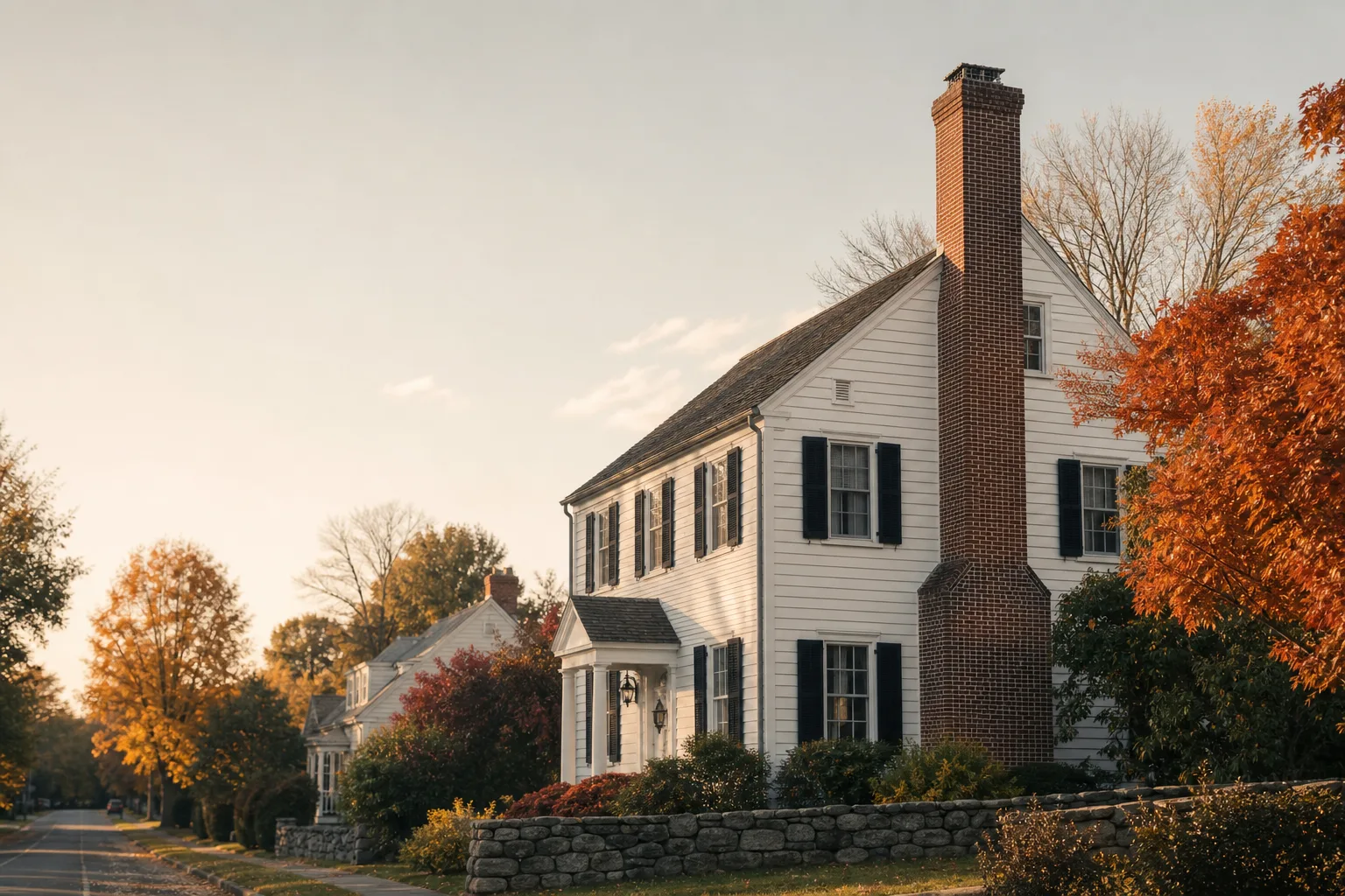 Chimney sweep in Connecticut — homes with rooftop chimneys Chimney sweep in Connecticut — homes with rooftop chimneys