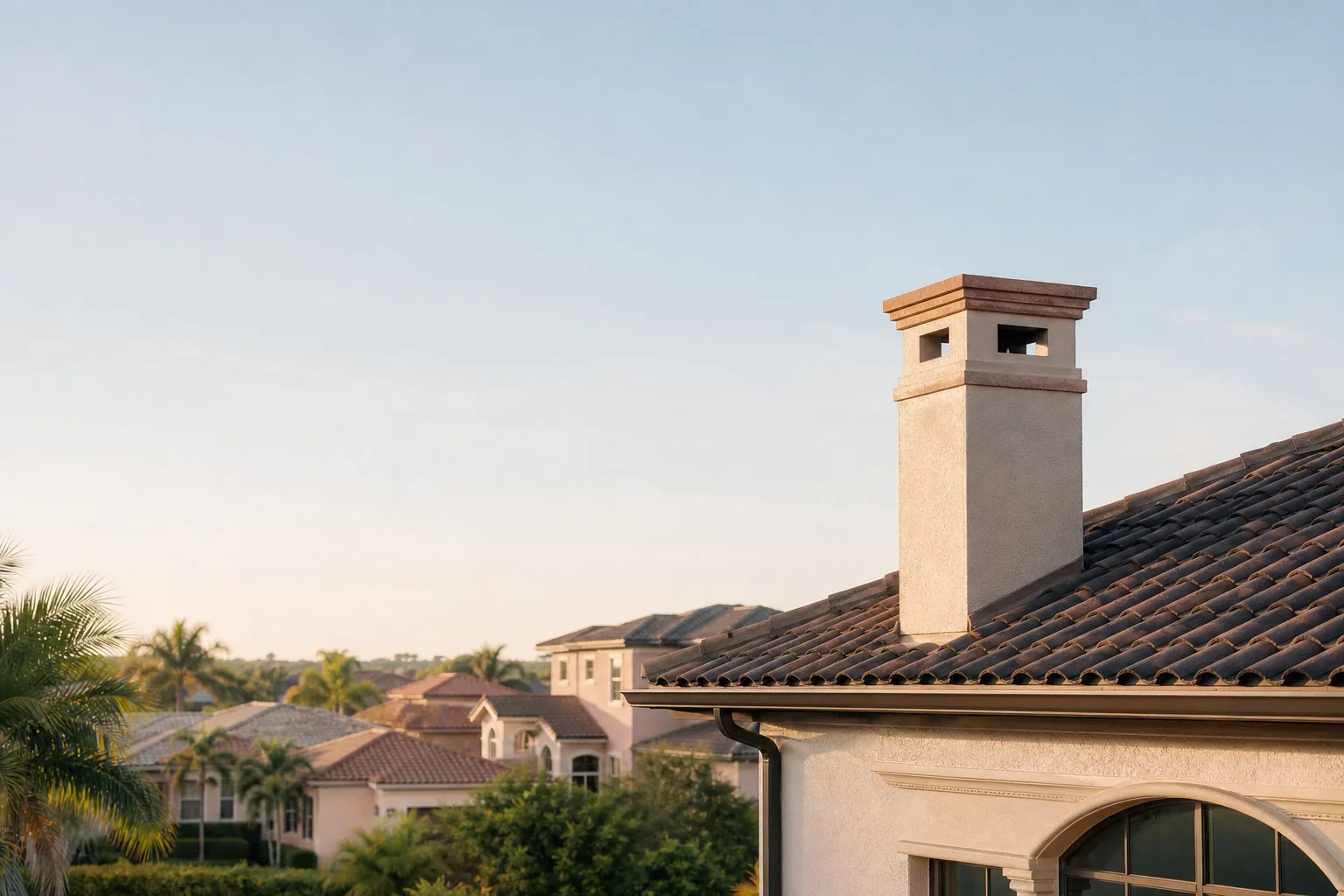Chimney sweep in Florida — homes with rooftop chimneys Chimney sweep in Florida — homes with rooftop chimneys