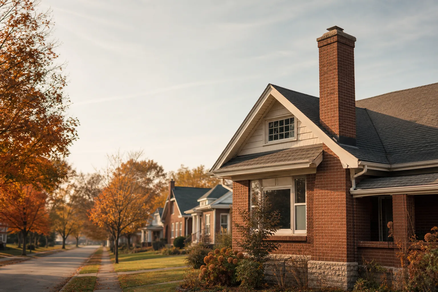 Chimney sweep in Indiana — homes with rooftop chimneys Chimney sweep in Indiana — homes with rooftop chimneys