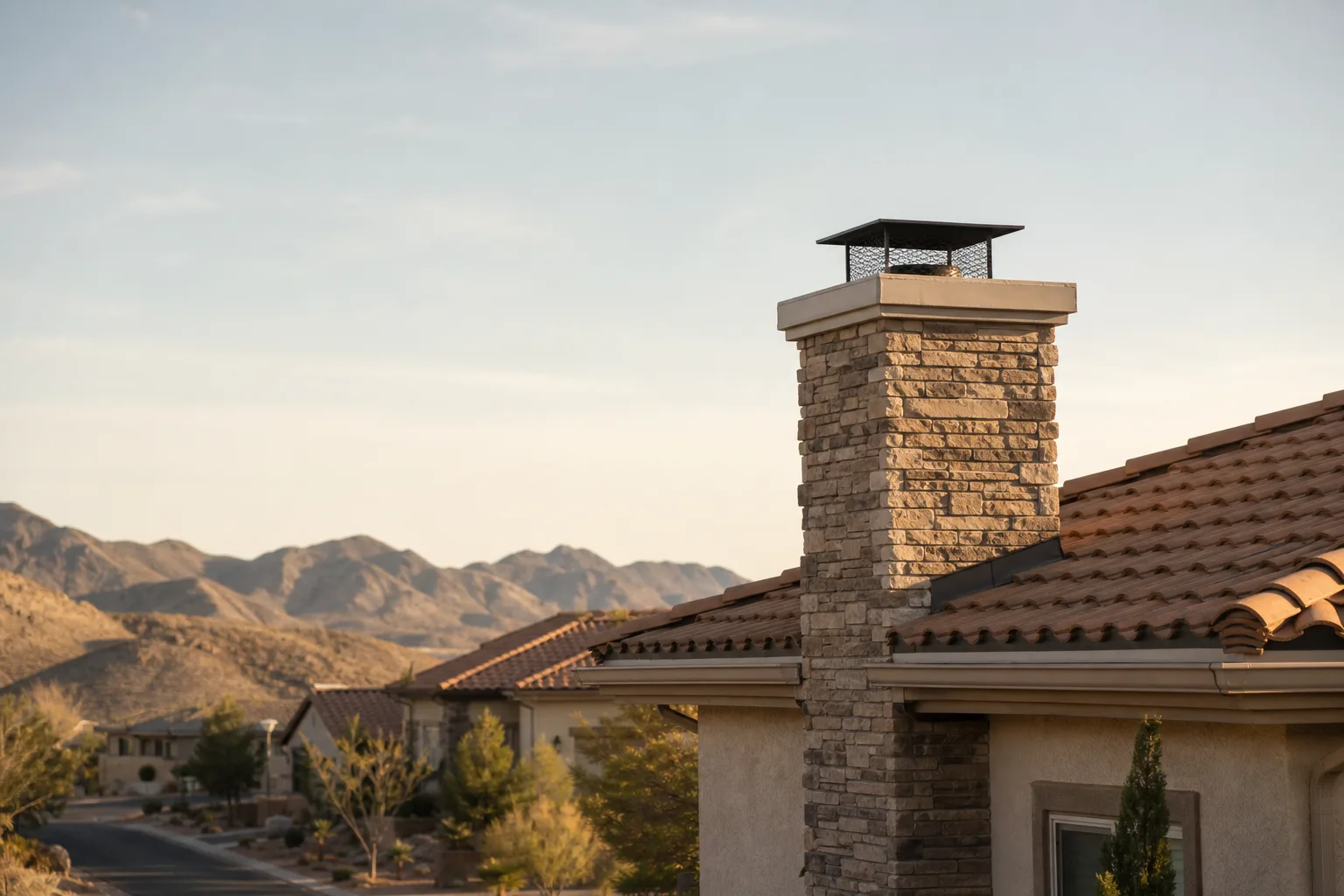 Chimney sweep in Nevada — homes with rooftop chimneys Chimney sweep in Nevada — homes with rooftop chimneys