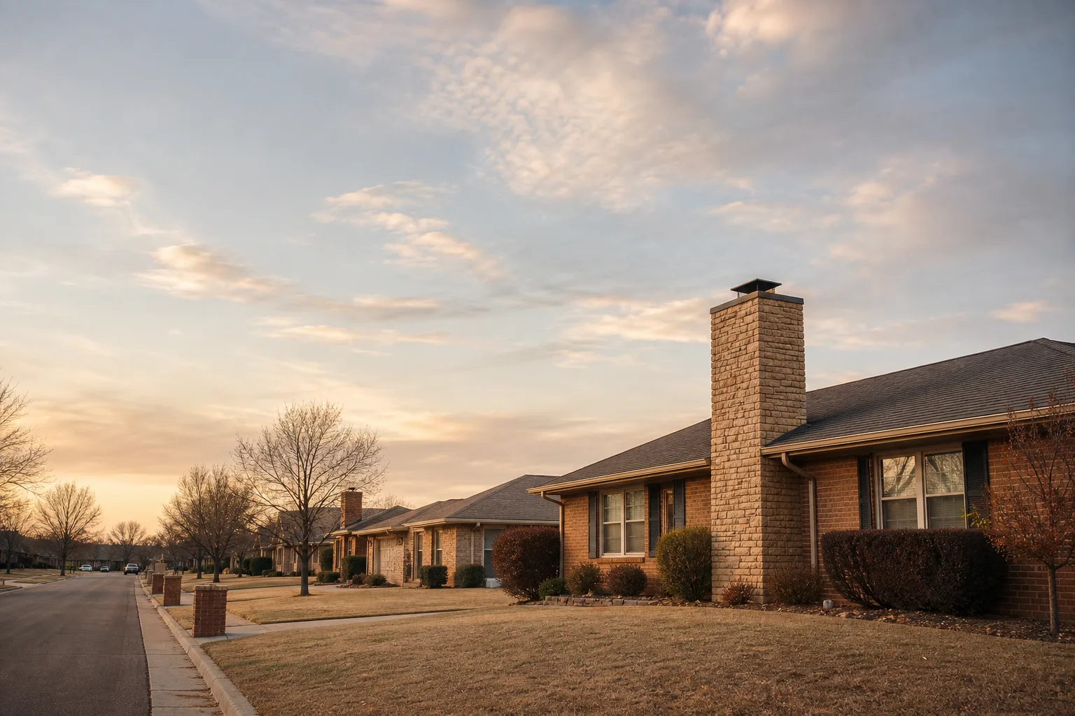 Chimney sweep in Oklahoma — homes with rooftop chimneys Chimney sweep in Oklahoma — homes with rooftop chimneys