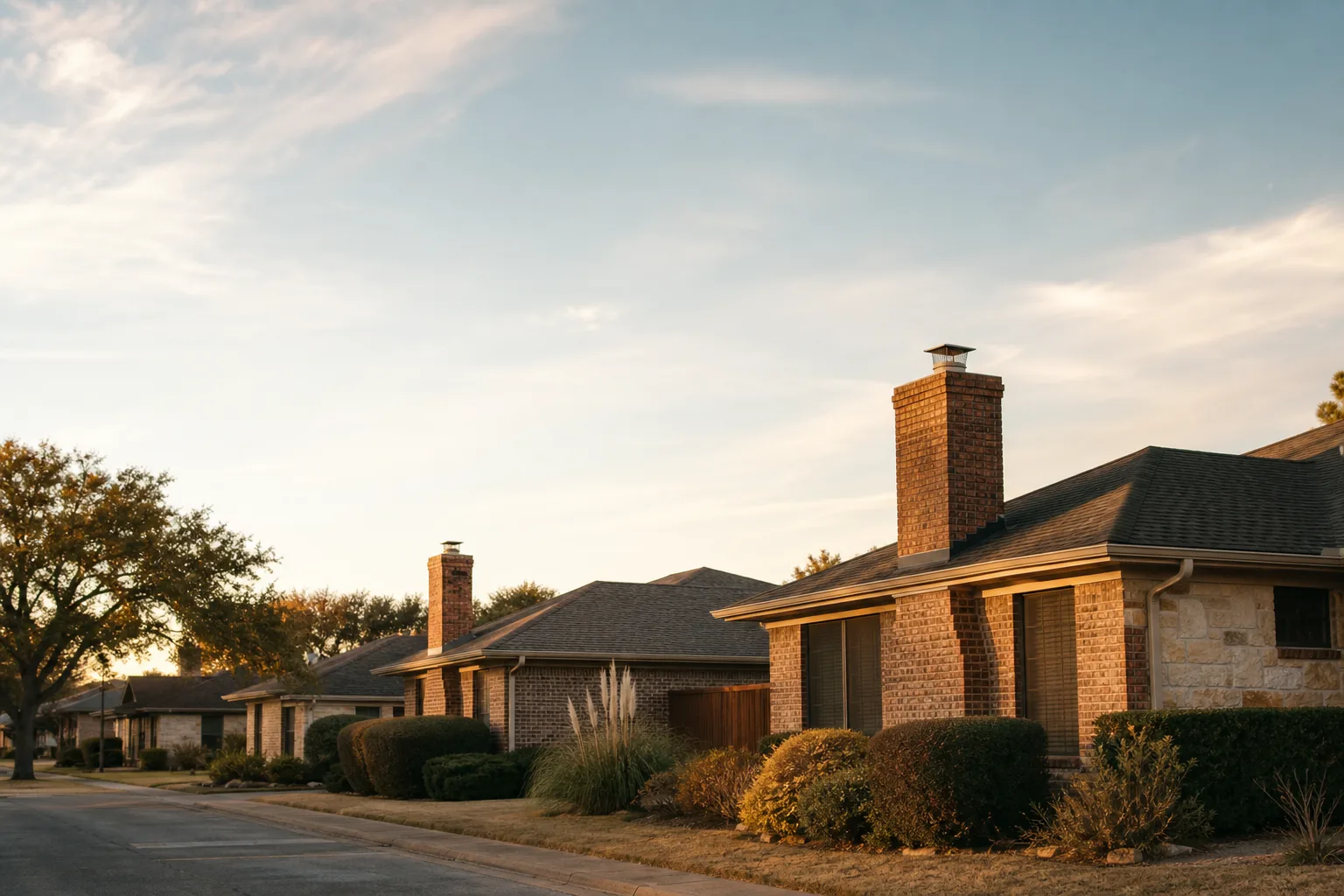Chimney sweep in Texas — homes with rooftop chimneys Chimney sweep in Texas — homes with rooftop chimneys