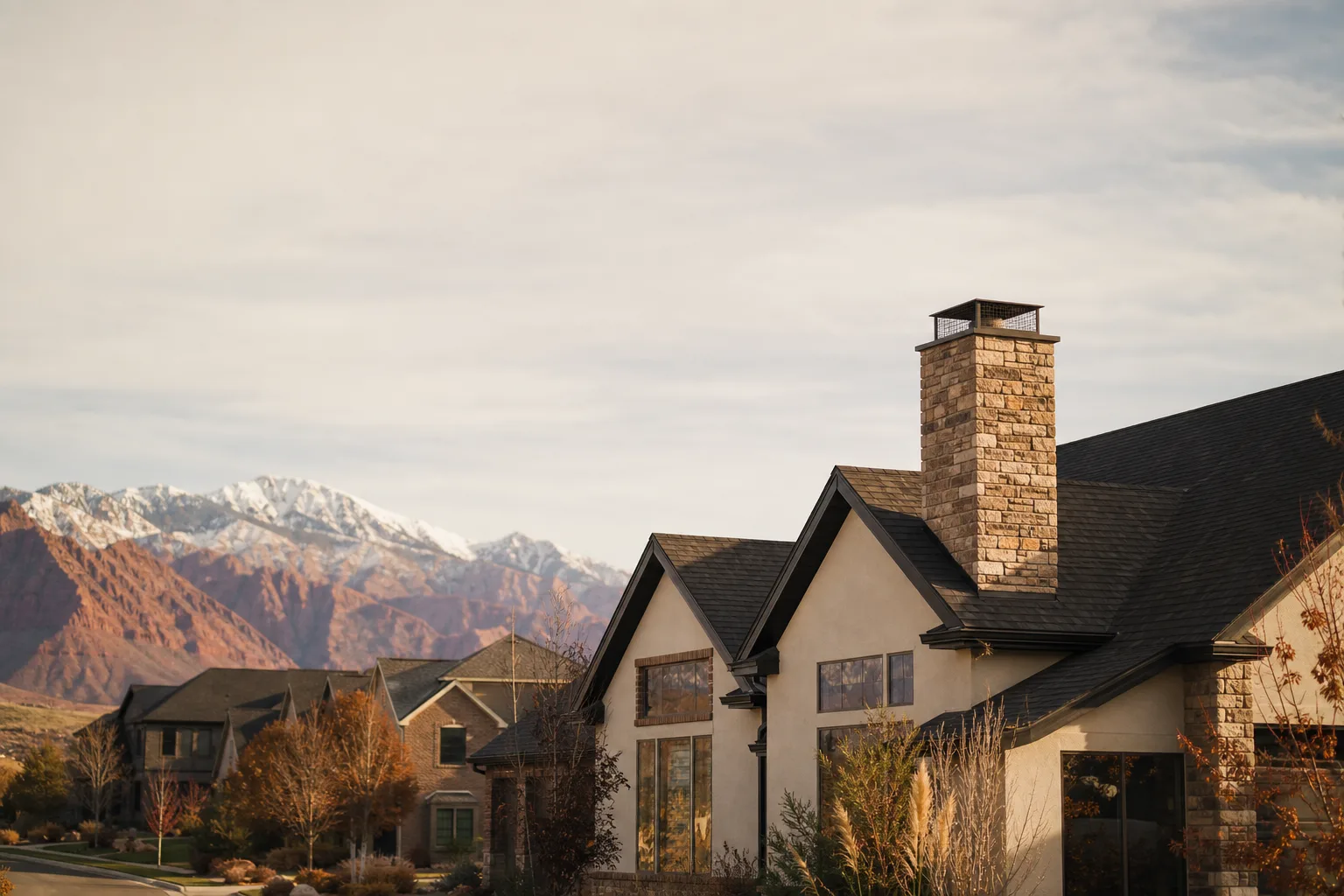 Chimney sweep in Utah — homes with rooftop chimneys Chimney sweep in Utah — homes with rooftop chimneys