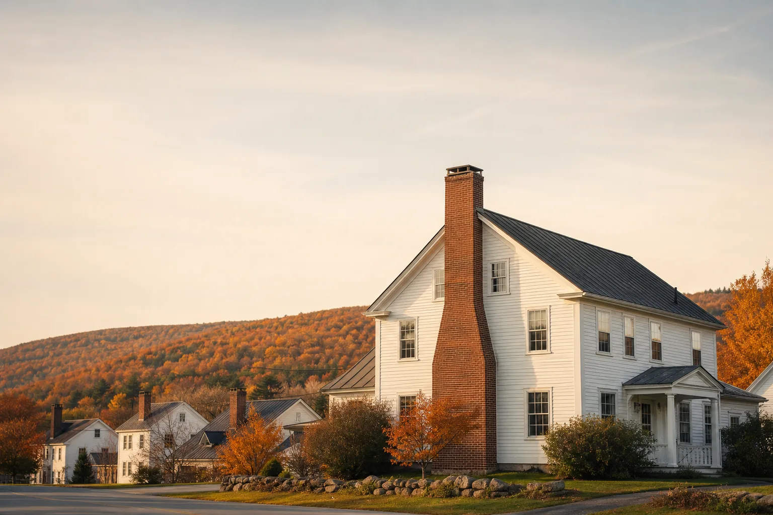 Chimney sweep in Vermont — homes with rooftop chimneys Chimney sweep in Vermont — homes with rooftop chimneys