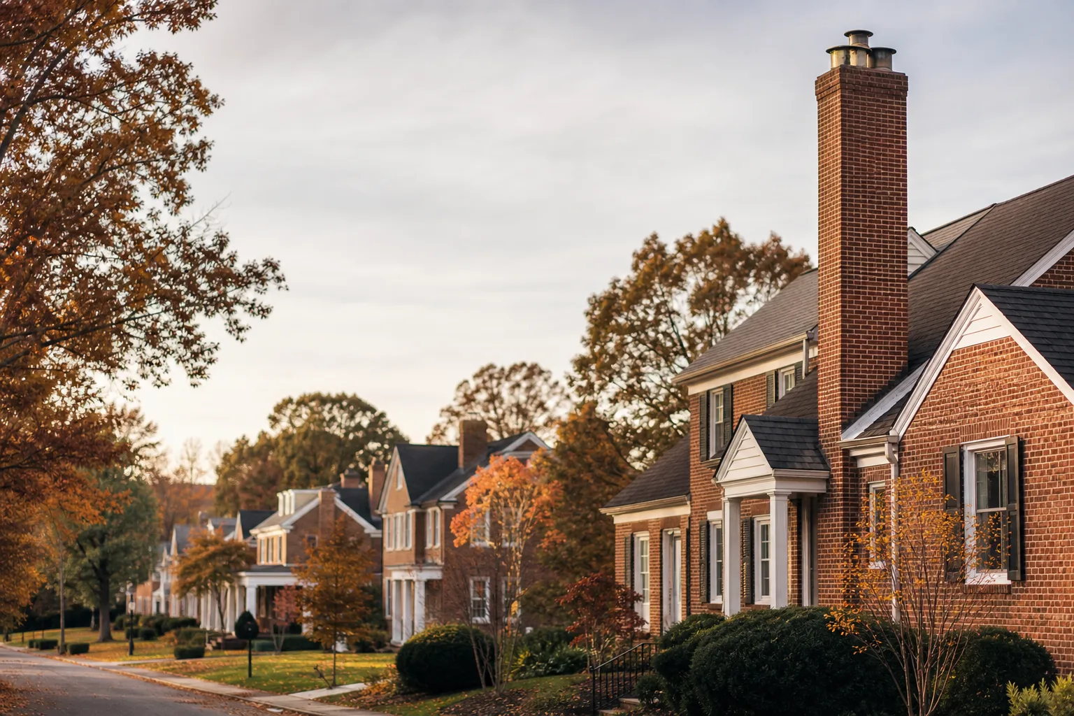 Chimney sweep in Virginia — homes with rooftop chimneys Chimney sweep in Virginia — homes with rooftop chimneys