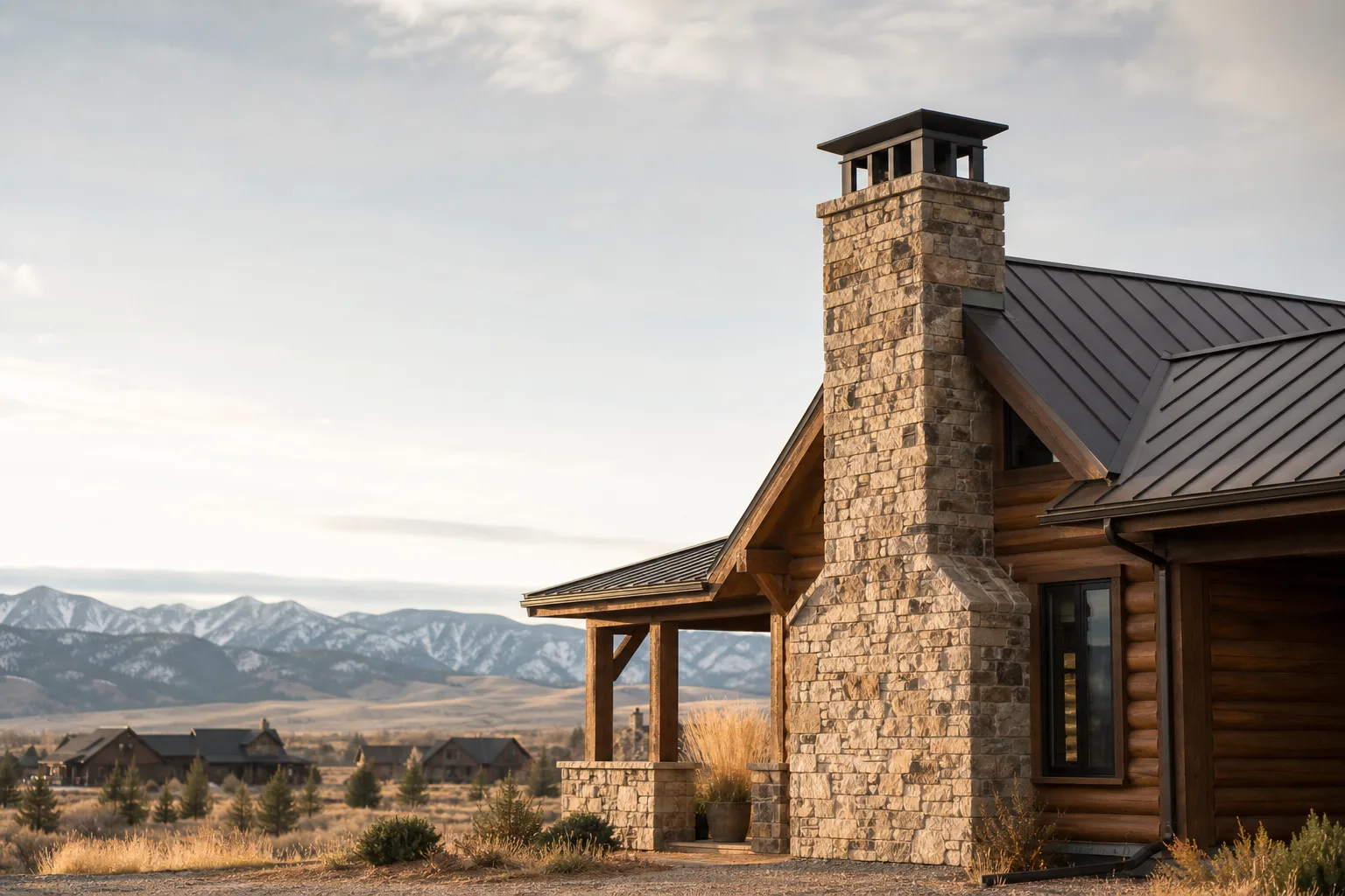 Chimney sweep in Wyoming — homes with rooftop chimneys Chimney sweep in Wyoming — homes with rooftop chimneys